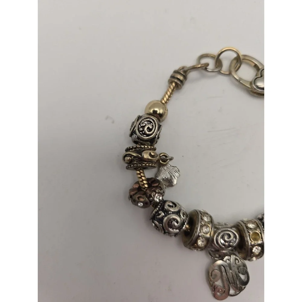 Letter M Monogram Initial Charm Bracelet